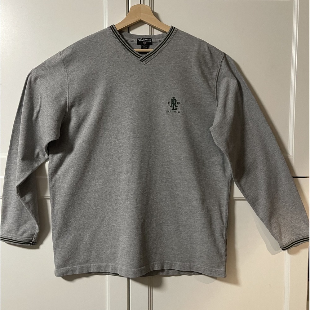 POLO RALPH LAUREN Vintage MEN'S LONG SLEEVE Henley gray size LG